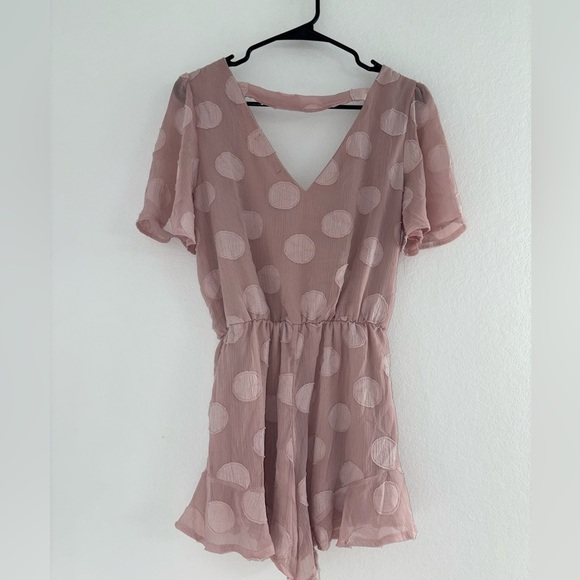 Blush Girly Pink Polka Dot Romper - Picture 10 of 12